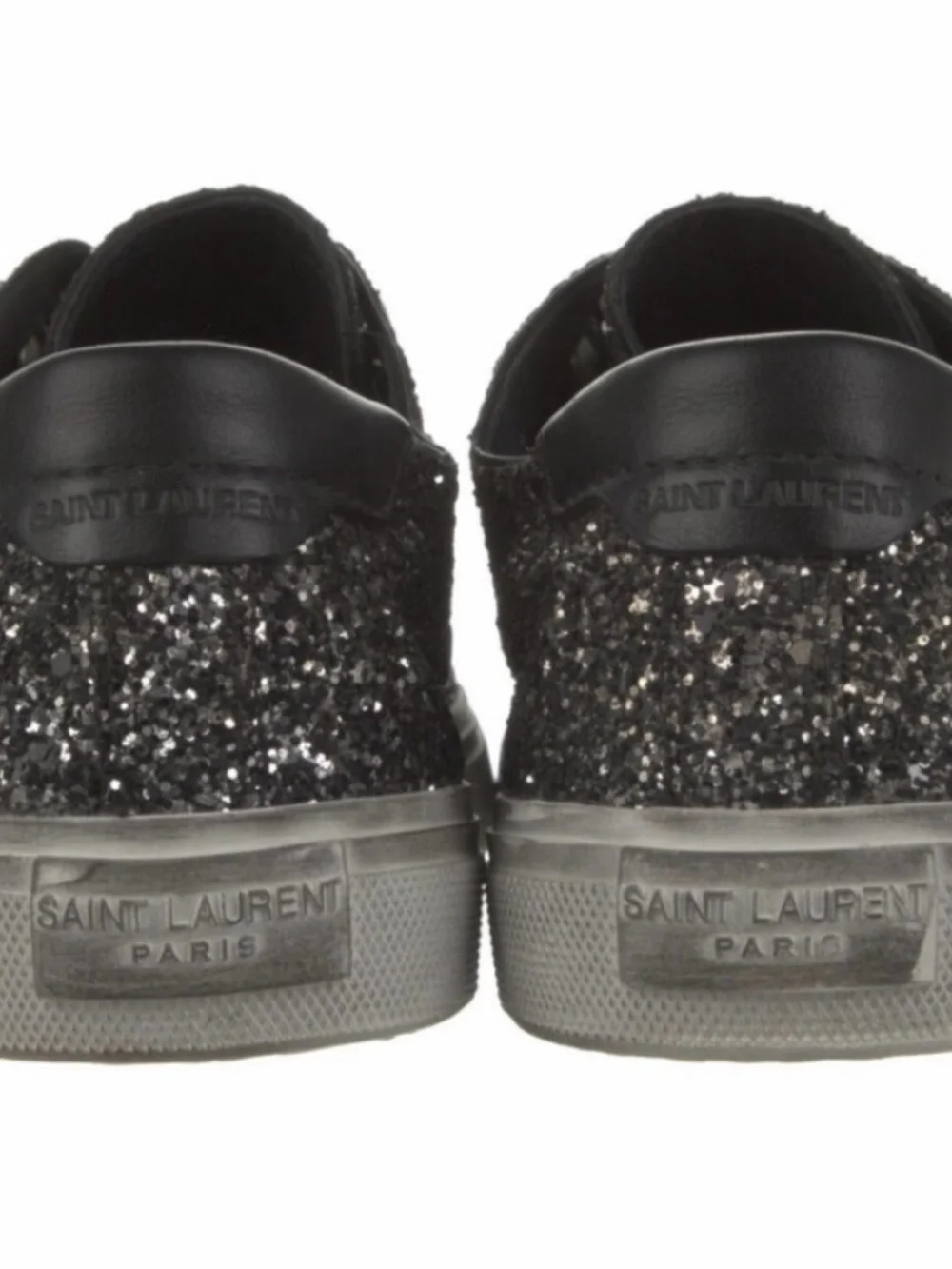 Saint Laurent Black Glitter Lace-Up Sneakers - Picture 2 of 4